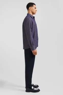 Navy blue mixed cotton shirt