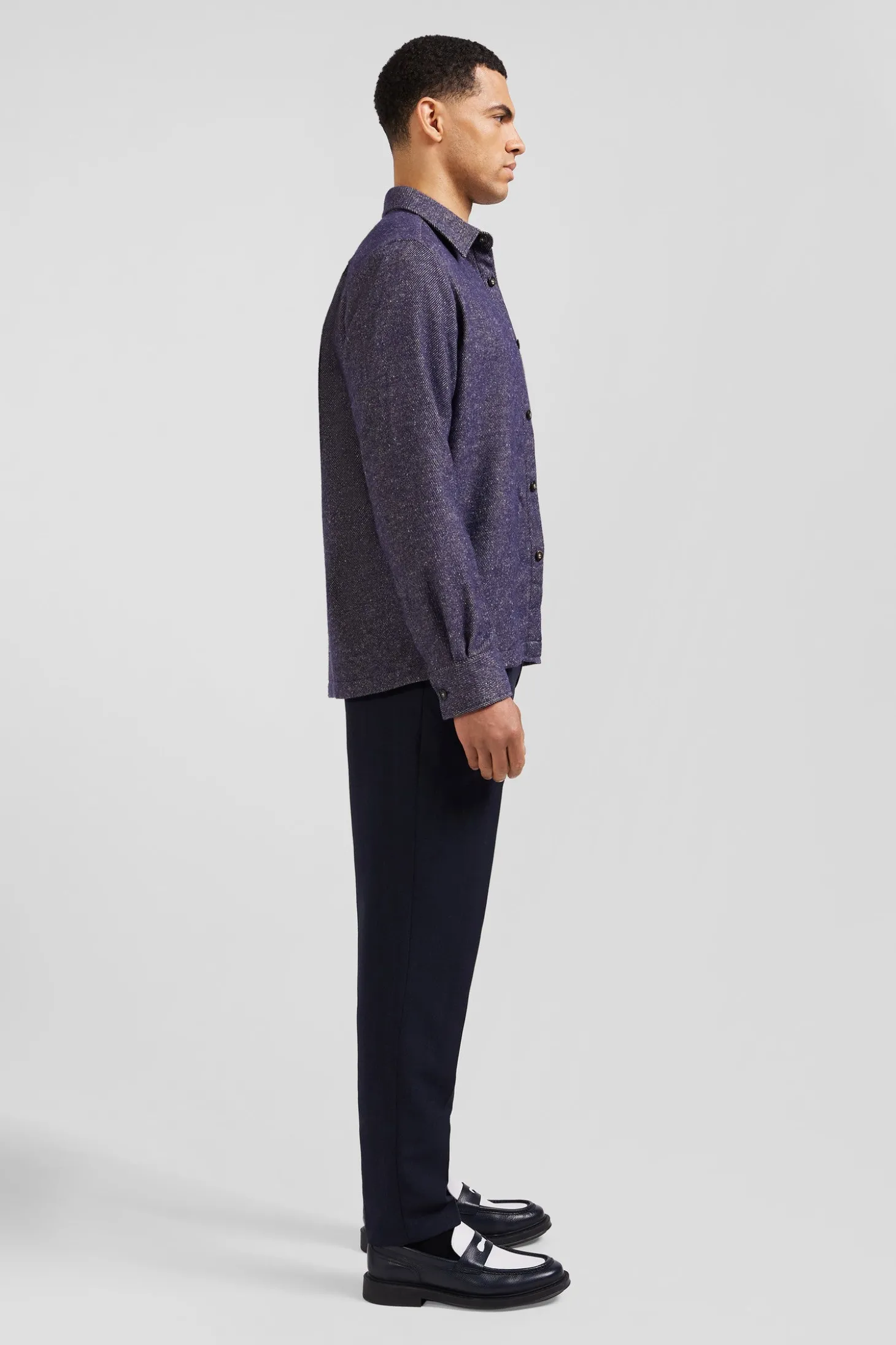 Navy blue mixed cotton shirt