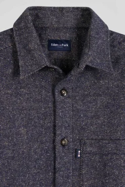 Navy blue mixed cotton shirt