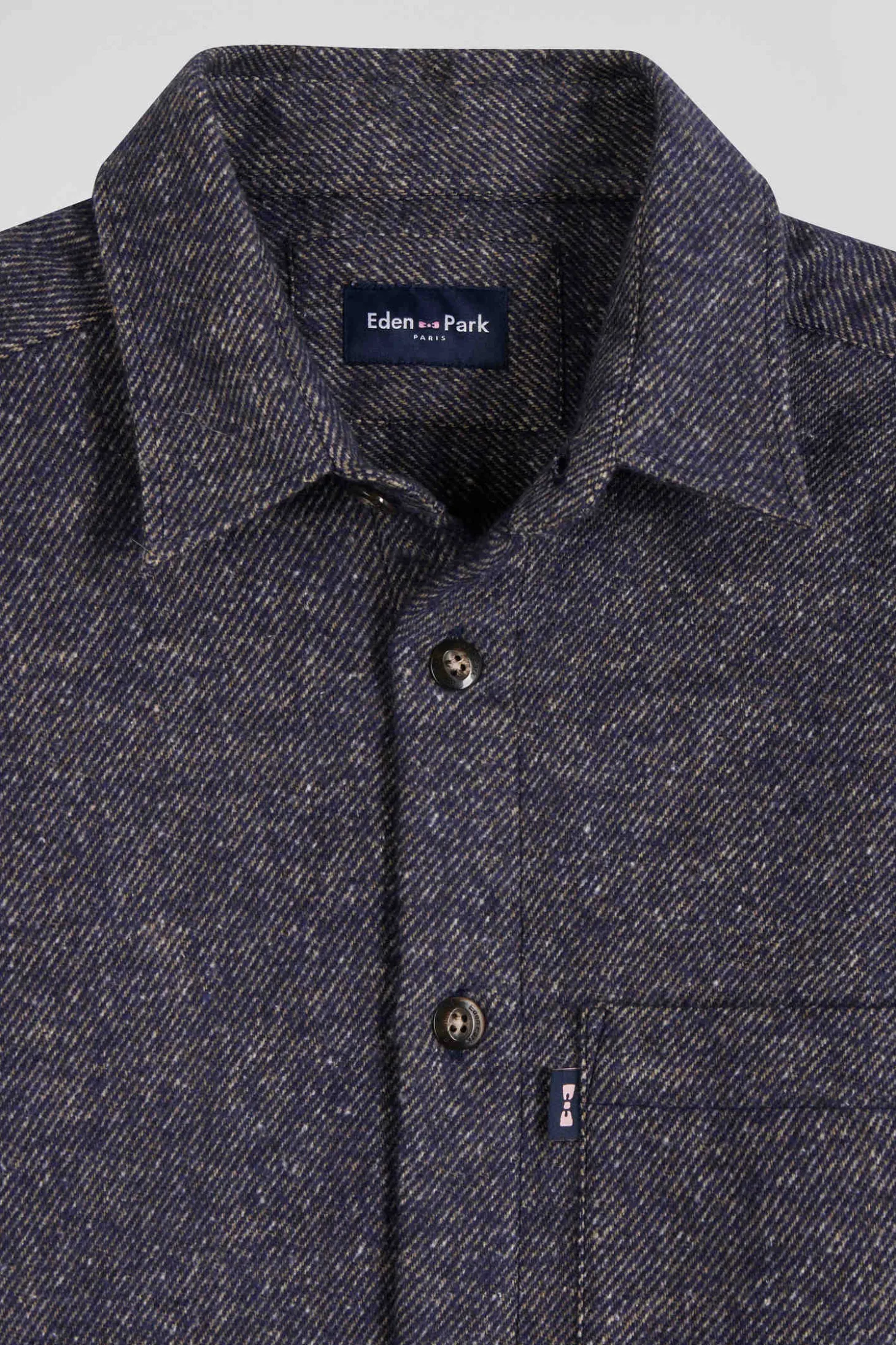 Navy blue mixed cotton shirt