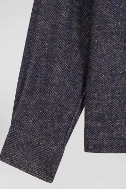 Navy blue mixed cotton shirt