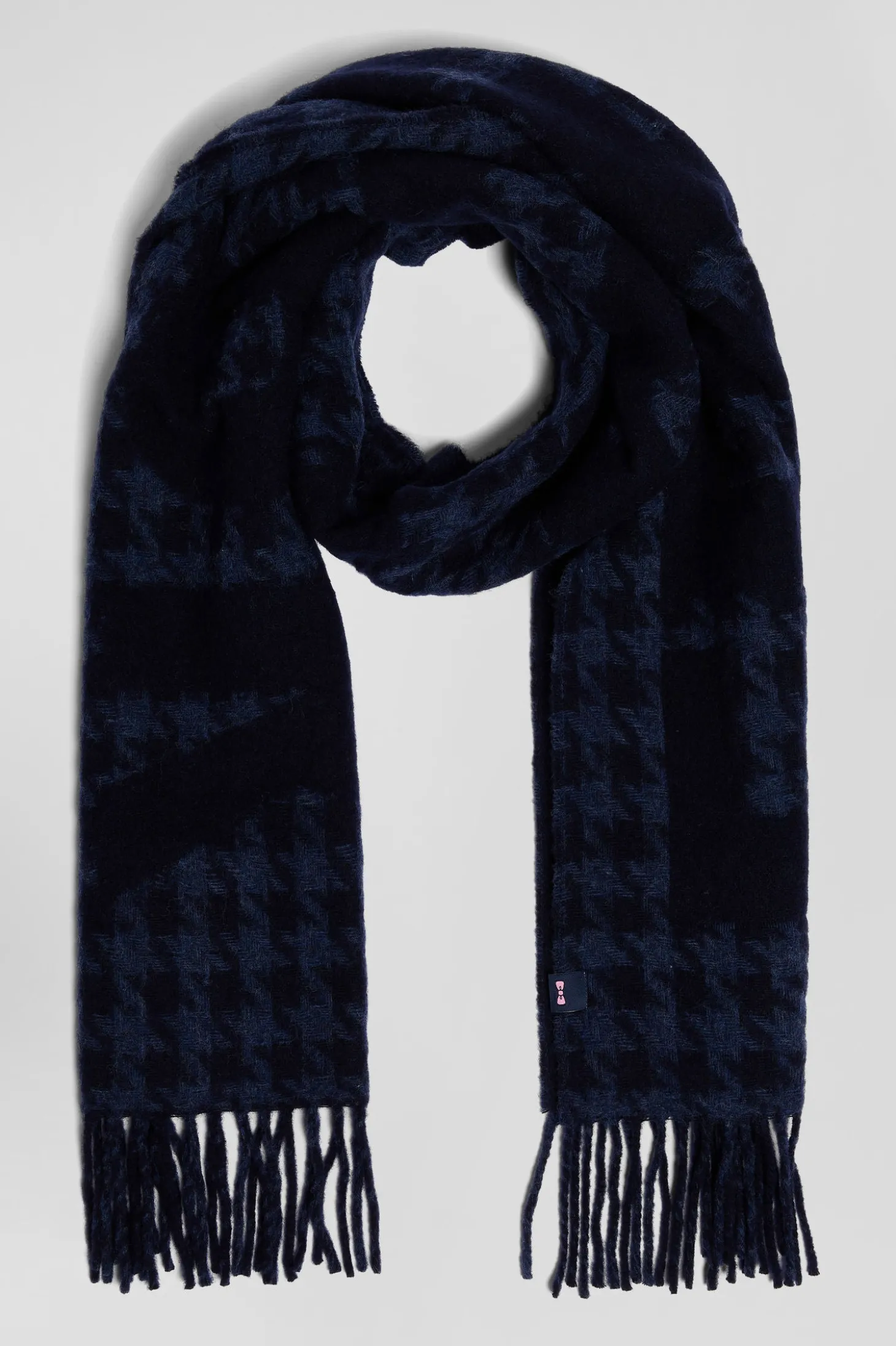 Navy blue mixed wool scarf with Eden Park jacquard lettering