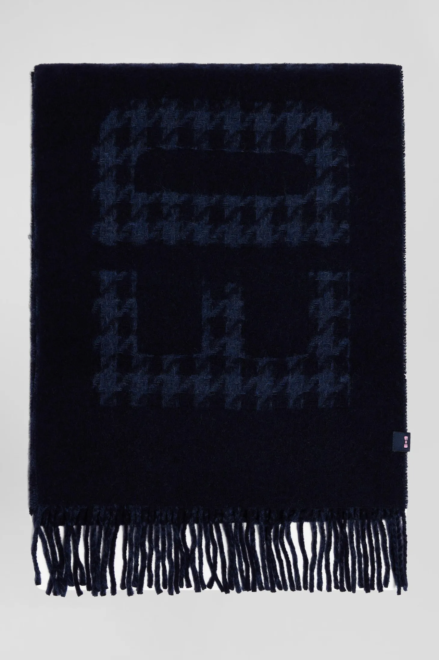Navy blue mixed wool scarf with Eden Park jacquard lettering