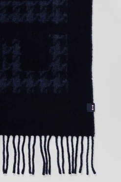 Navy blue mixed wool scarf with Eden Park jacquard lettering
