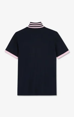 Navy blue pima cotton polo with contrasting accents