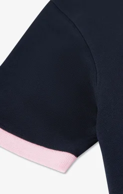 Navy blue pima cotton polo with contrasting accents