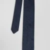Navy blue plain silk tie