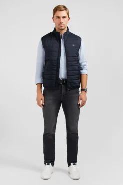 Navy blue sleeveless puffa jacket