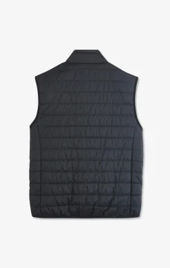 Navy blue sleeveless puffa jacket