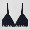Navy blue stretch cotton bra with branded waistband