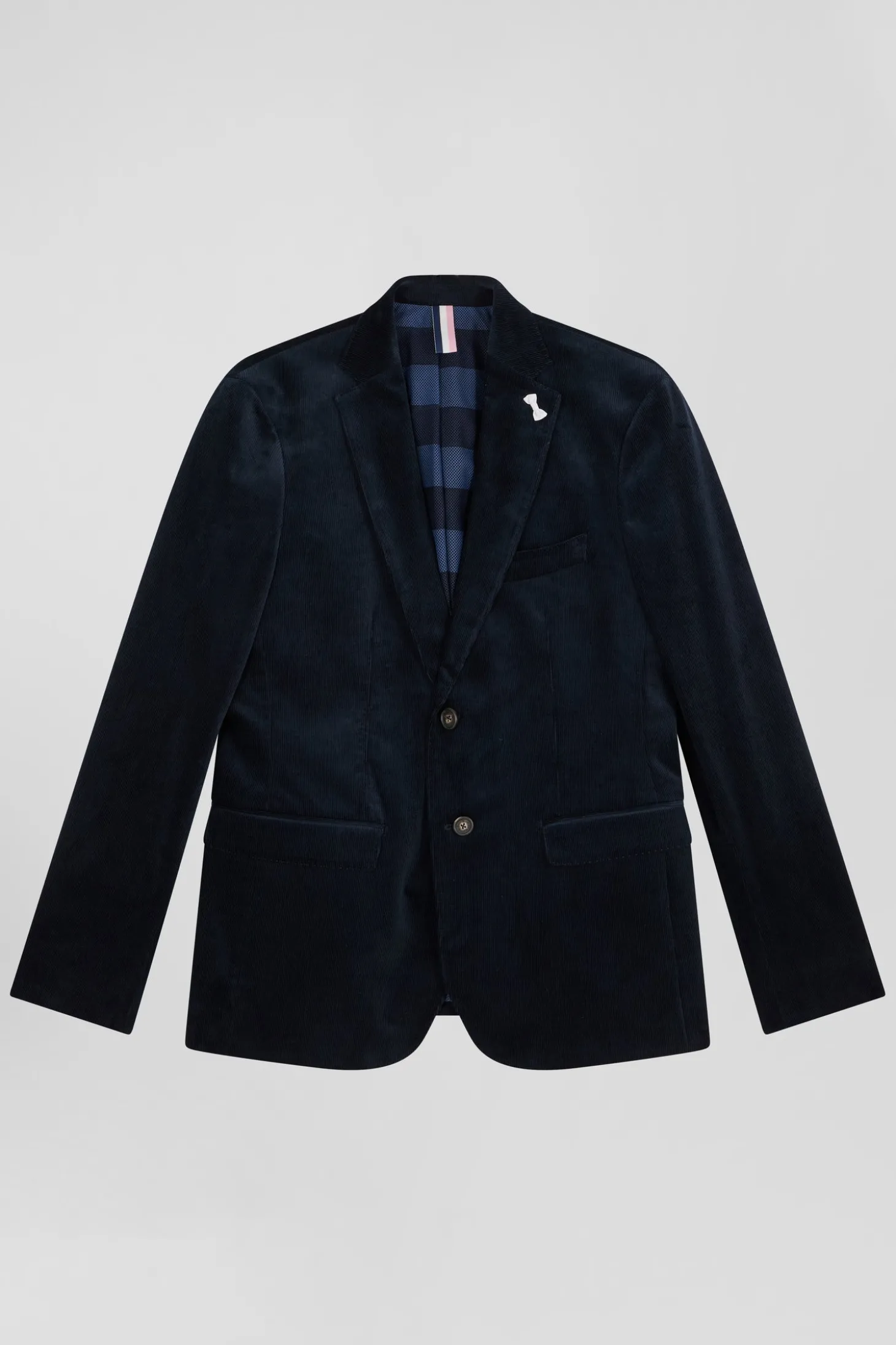 Navy blue stretch cotton velvet jacket Modern fit