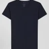 Navy blue stretch cotton T-shirt