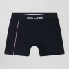 Navy blue stretch cotton boxers with pink piping