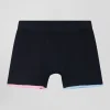 Navy blue stretch cotton boxers with contrast piping