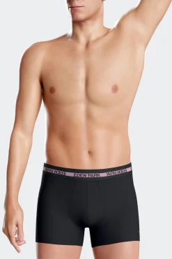 Navy blue stretch cotton boxers with branded waistband