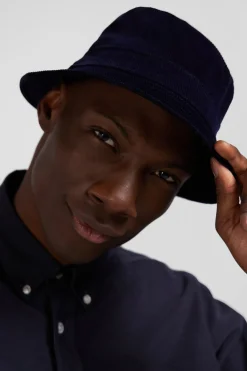 Navy blue stretch cotton bucket hat