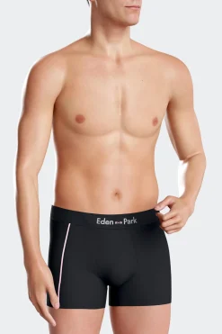 Navy blue stretch cotton boxers with pink piping