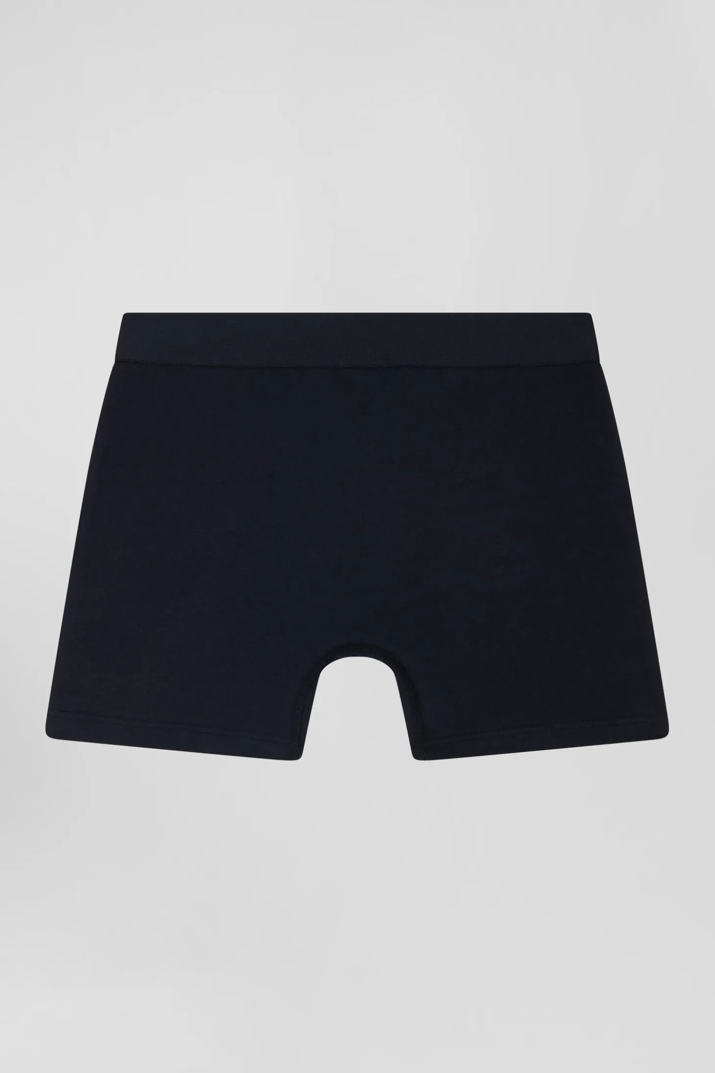 Navy blue stretch cotton boxers with pink piping