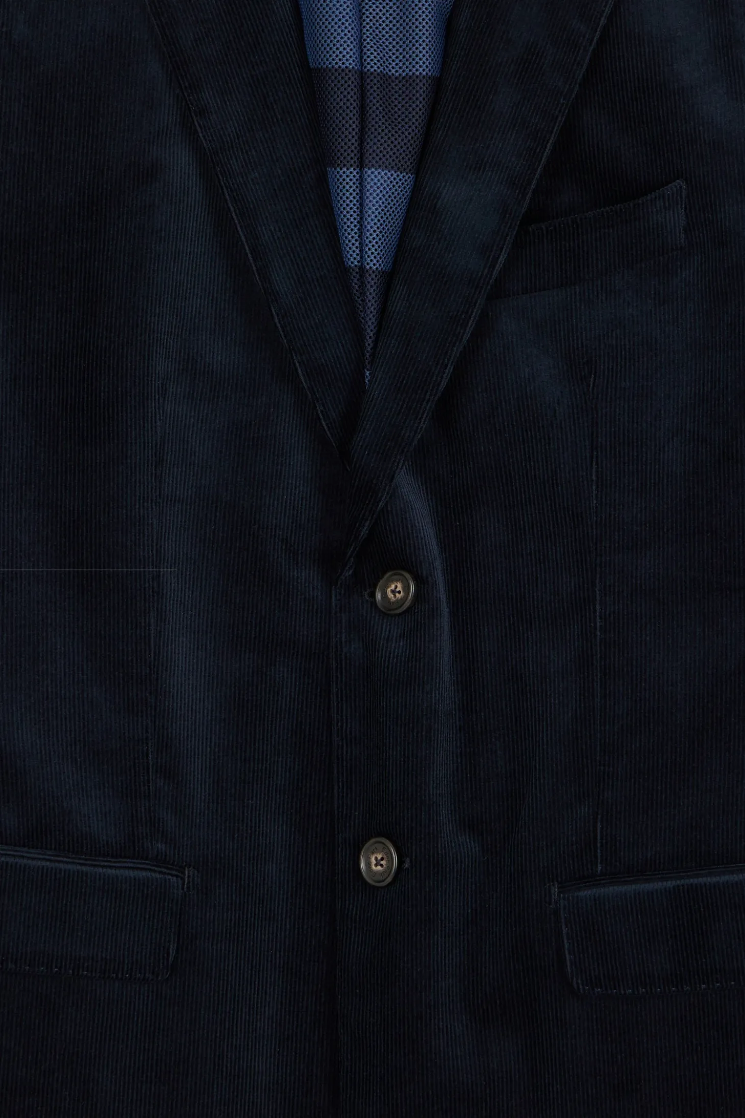 Navy blue stretch cotton velvet jacket Modern fit