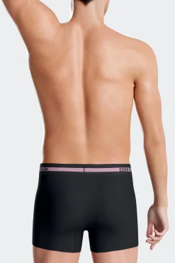 Navy blue stretch cotton boxers with branded waistband