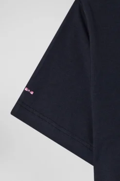 Navy blue stretch cotton T-shirt