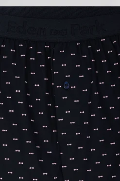Navy blue stretch cotton jersey boxers with micro patterns