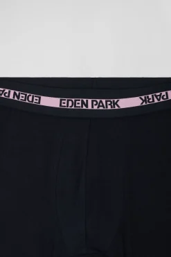 Navy blue stretch cotton boxers with branded waistband