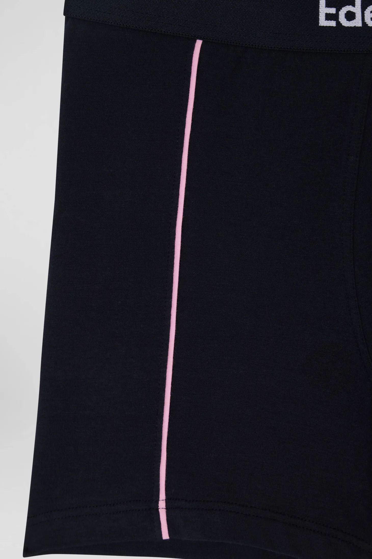 Navy blue stretch cotton boxers with pink piping