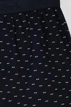 Navy blue stretch cotton jersey boxers with micro patterns