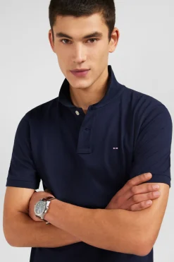 Navy blue stretch pima cotton polo