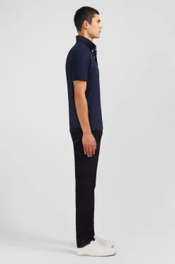 Navy blue stretch pima cotton polo