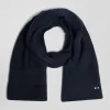 Navy blue striped cotton scarf