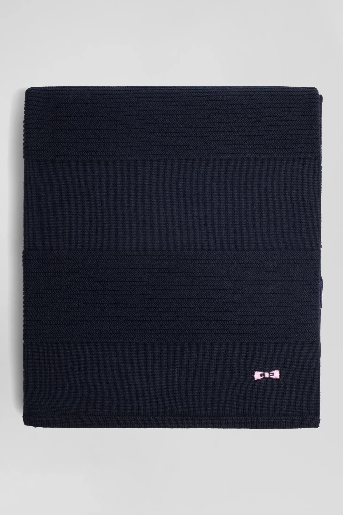 Navy blue striped cotton scarf