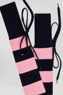 Navy blue striped stretch cotton rugby socks