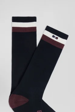 Navy blue striped stretch cotton socks