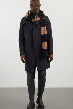 Navy blue waterproof trench coat