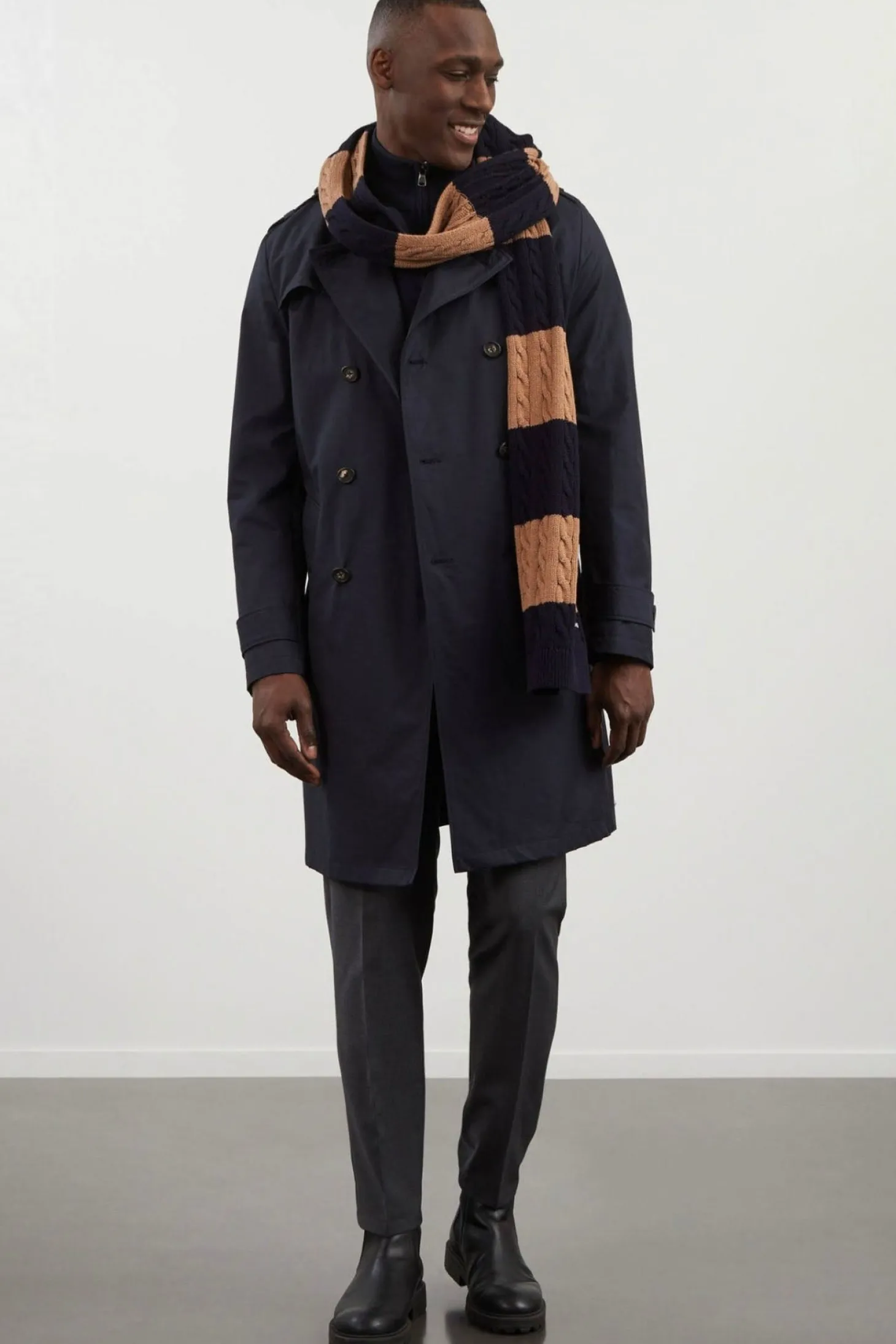 Navy blue waterproof trench coat