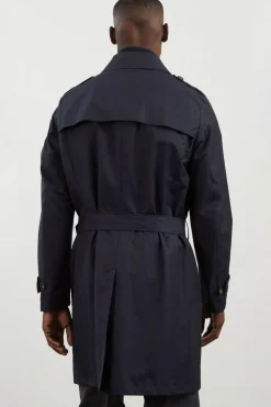Navy blue waterproof trench coat