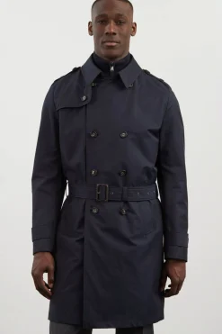 Navy blue waterproof trench coat