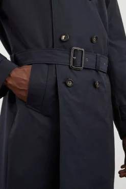Navy blue waterproof trench coat