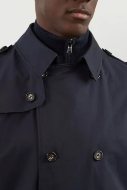 Navy blue waterproof trench coat