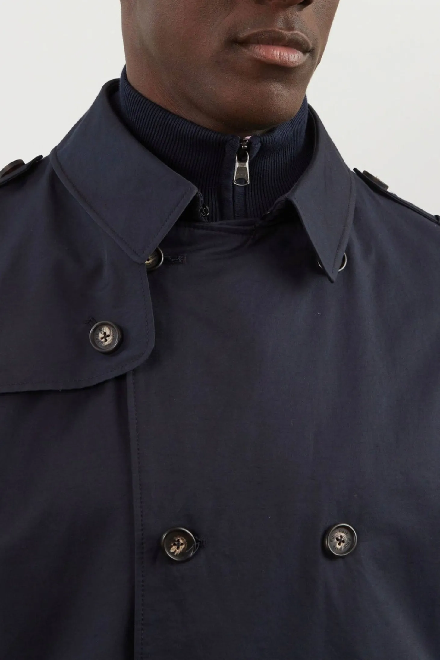 Navy blue waterproof trench coat