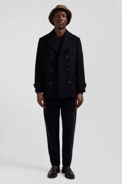 Navy blue wool blend pea coat