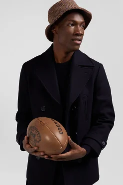 Navy blue wool blend pea coat