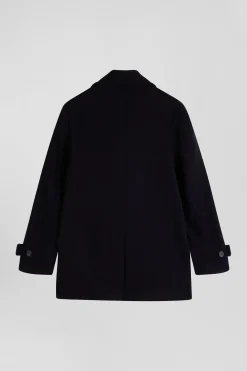 Navy blue wool blend pea coat