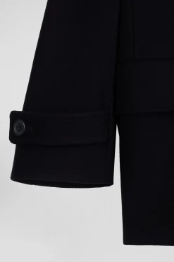 Navy blue wool blend pea coat