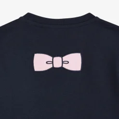Navy blueT-shirt with embroidered bow tie on the back