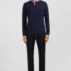 Navy cotton polo with contrasting neck