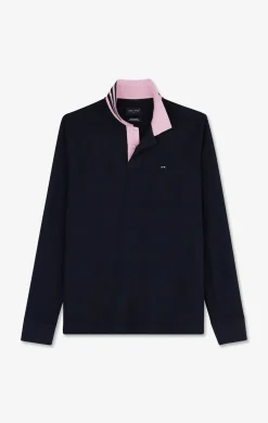 Navy cotton polo with contrasting neck