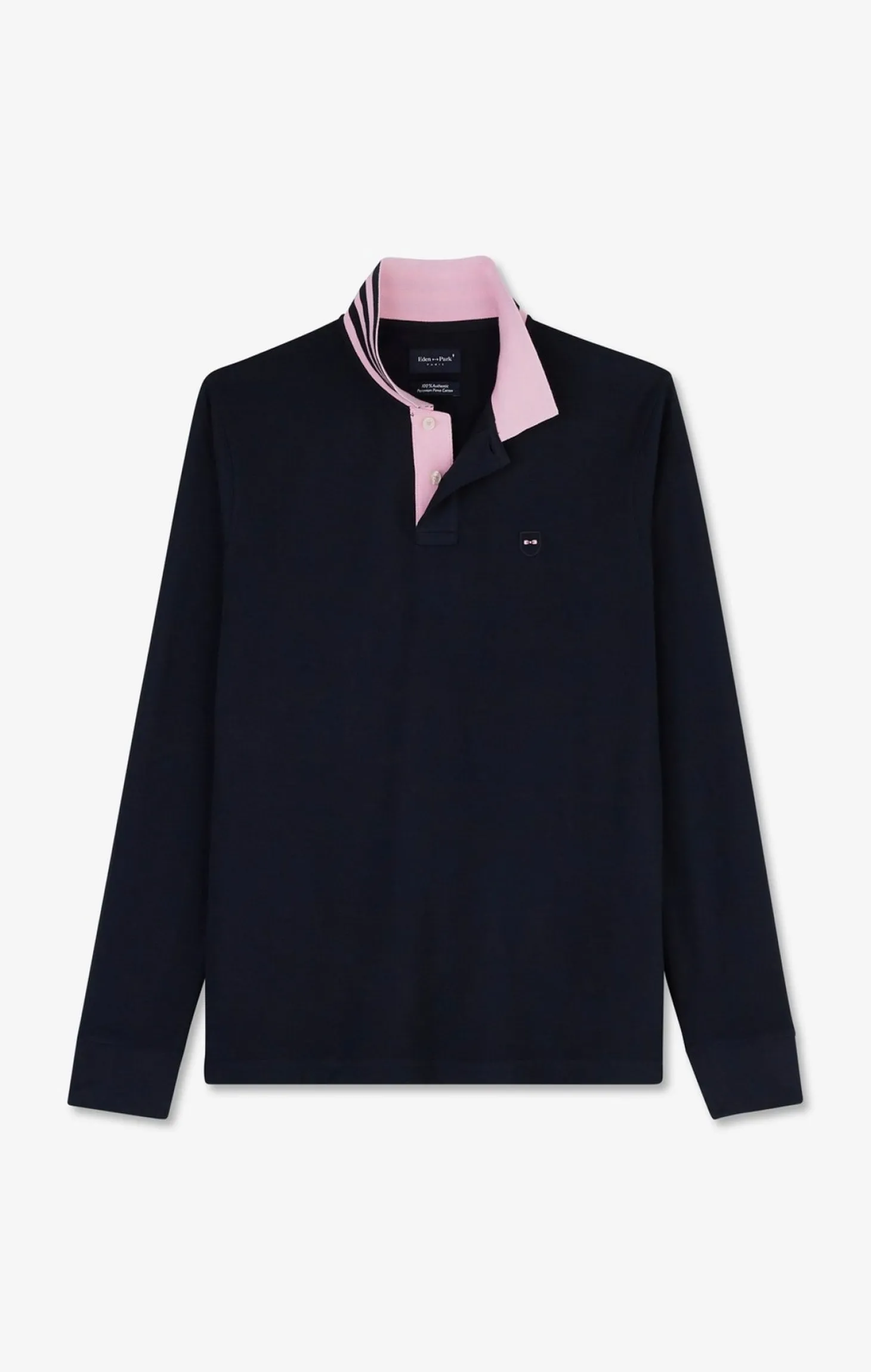 Navy cotton polo with contrasting neck
